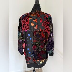 Maggie Shepherd Vintage embroidered Velvet silk oversized Jacket Whimsigoth M